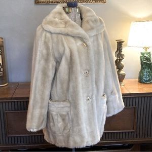 Vintage cream coat with ornate buttons and pockets